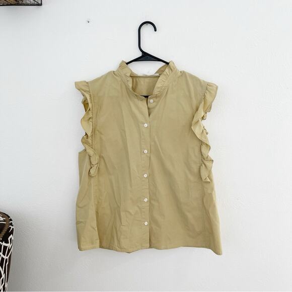 Samsoe Samsoe Ruffle Button Blouse Top Sz L - Picture 1 of 8